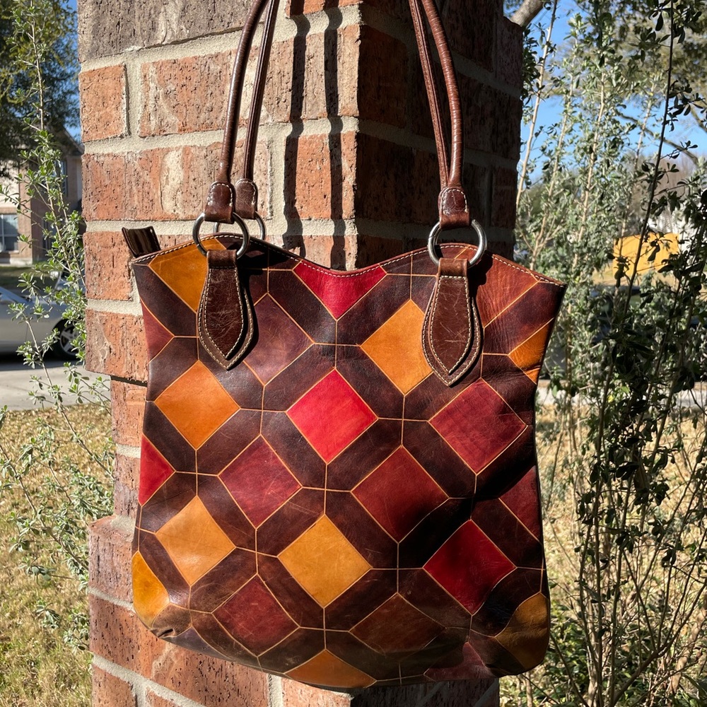 ✨SOLD✨ Prism Leather Medium Size Tote Bag Cueros C&I Italia